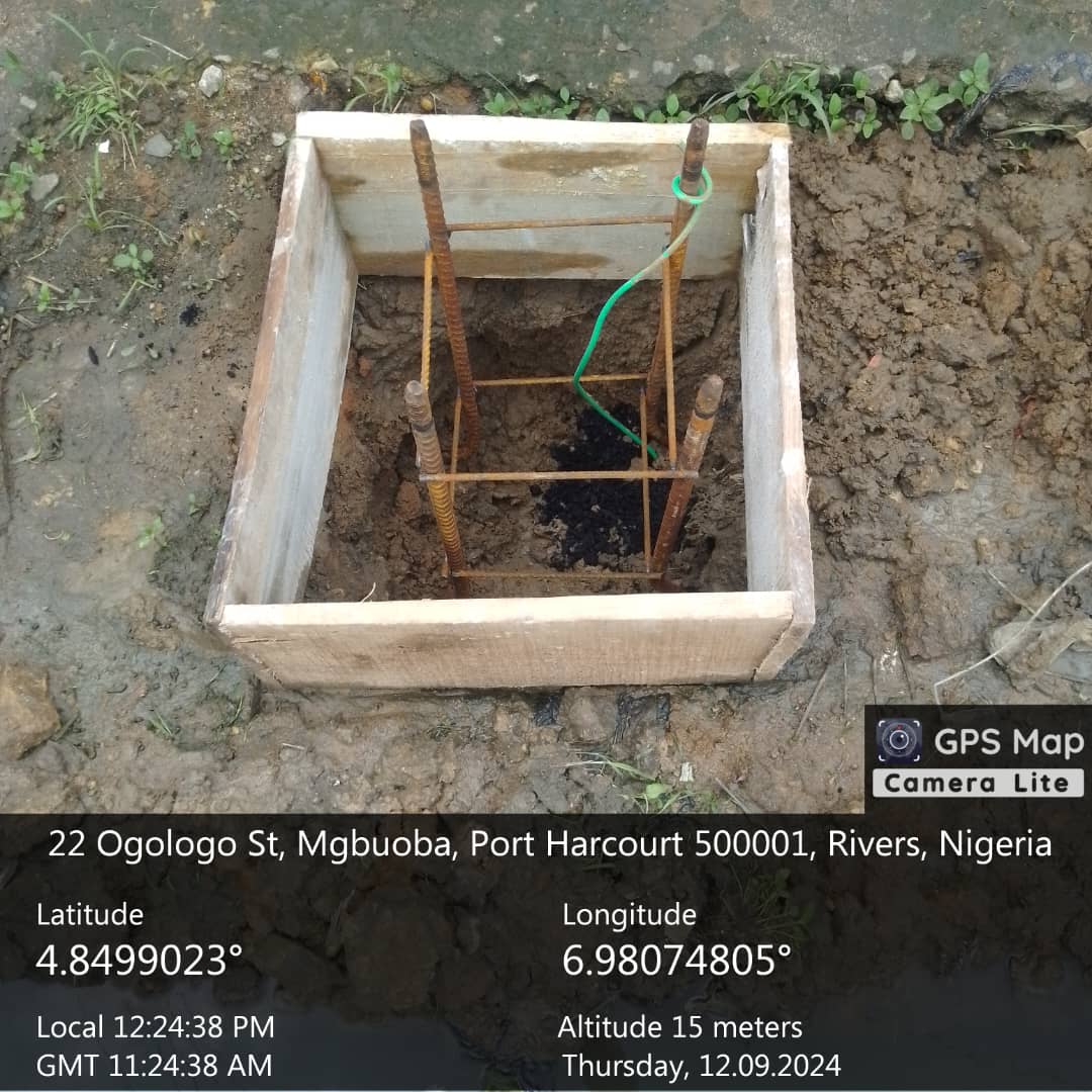Pole foundation formwork and rebar cage