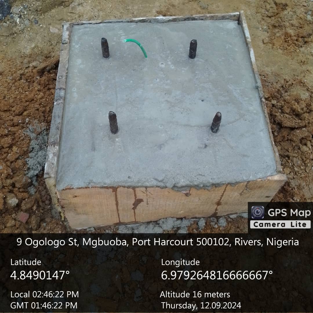 Cured concrete pole foundation