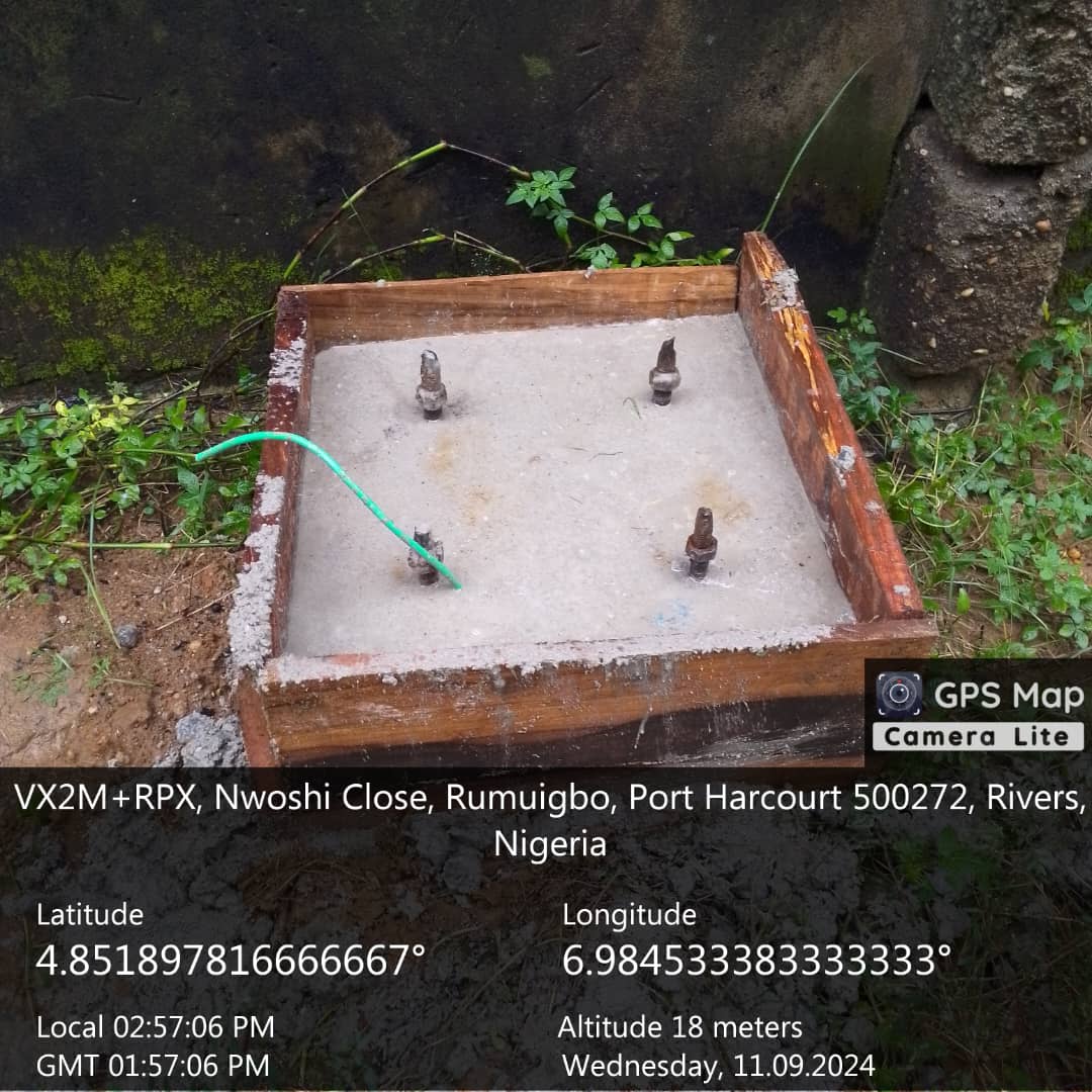 Completed pole foundation base