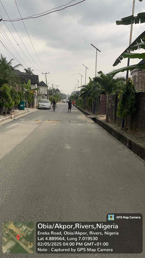 Solar street light poles erected along the road