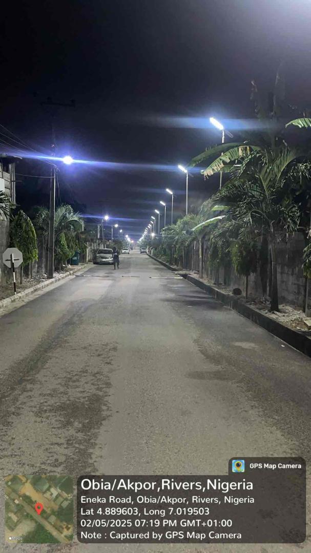 Estate road with solar street light poles installed